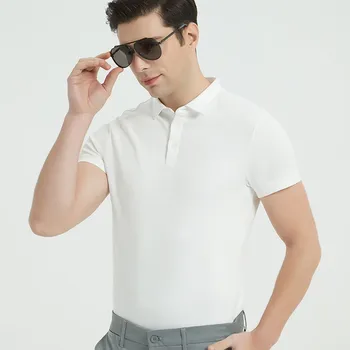Verão Sólido Casual, Esporte de Polo Camisas para Homens é Superior Simples Camisola de Manga Curta de Algodão de Golfe usar Respirável Enrugamento Resistente