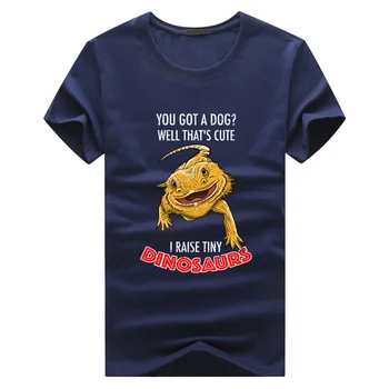 Verão Legal eu Levantar Pequena Dinossauros Engraçado Dragão Barbudo animal de Estimação de Algodão dos Homens T-Shirt de Manga Curta T-shirt Mens Streetwear Superior Tees