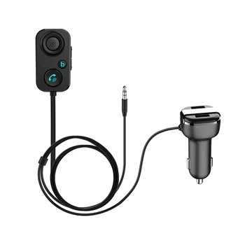 Mãos-livres Bluetooth Car Kit bluetooth sem Fio de 3,5 mm AUX Receptor de Música Kit com Carregador do Carro de USB para o Iphone Android