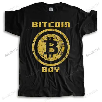 Cryptocurrency Bitcoin Menino de t-shirts para os Homens Casual Manga Curta T-Shirt Elegante de Criptografia Btc Blockchain Geek T-shirt de Algodão Tee Topo
