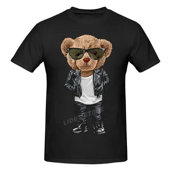Moda Hipster ursinho de Pelúcia camiseta Harajuku Streetwear de Manga Curta T-shirt 100% Algodão Gráficos Tshirt Marcas Tee Tops