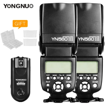 2PCS Yongnuo YN 560 III YN560III Flash Com o RF-603 II Único Transceptor Gatilho para Canon Nikon