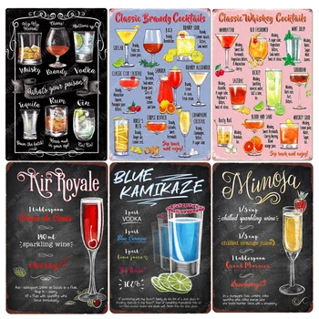 Cocktails Clássicos Do Metal Cartaz Moscow Mule Vintage Estanho Sinais Bar, Decoração Do Gin, Whisky, Vodka, Tequila Arte De Parede Placa N365