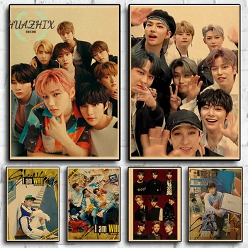 O Coreano Star Masculino Papel Kraft Menino Grupo De Vadios Retro Art Parede De Fotos Pessoais Cartaz Fã Coleção Decoração De Casa Cartaz Pintura