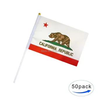 O Estado da califórnia Mão Acenando Bandeiras com Mastros de Plástico Pequeno Chinês 14x21cm 50 Pcs Esportes Decoração de Casa,Frete Grátis
