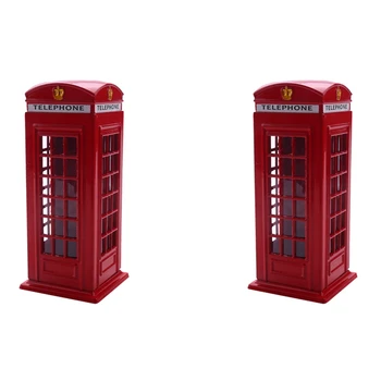 2X de Metal Vermelho inglês Britânico de Londres, a Cabine de Telefone do Banco Moeda de Banco de Verão Pote Mealheiro Vermelho Cabine de Telefone da Caixa de 140X60x60mm