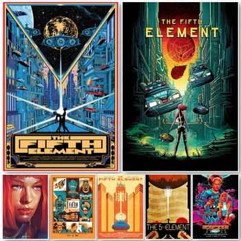 O Quinto Elemento Clássico Sci-Fi Movie Posters Vintage e Estampas Arte de Parede Imagens de Tela de Pintura para Sala de Decoração de Casa