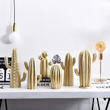 Nordic minimalista branco ouro cacto de fadas coluna decoração decoração criativa, casa, quarto, sala de estar cacto decoração