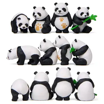 4Pcs Panda Estátua de desenhos animados Bonitos Expressões de Animais em Miniatura da Estátua Decorativa Panda Micro Paisagem Enfeite Decoração de Casa