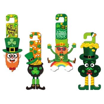 Saint Patricks Day Adesivo de Porta Cabide 3D Decalque do Trevo da Sorte Chapéu de Duende Adesivos para Irish Festival, Casa de Festa Janela