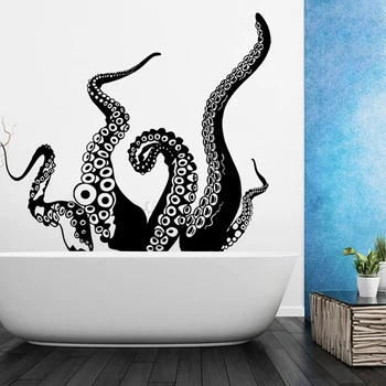 Tentáculo de polvo Criatura do Mar de Vinil Super Grande Adesivo de Parede para Banheiro Mural Cartaz Casa de Decoração de Sala Banheira Decoração Adesivos