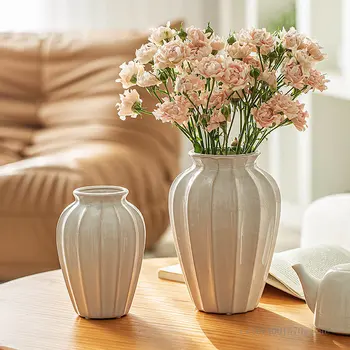 Estilo europeu luz de luxo branco vaso de cerâmica criativa arranjo de flores em casa sala de estar decoração de mesa hidropônico vaso