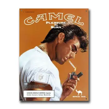 Cigarros Camel Prazer Para Gravar Vintage Retro Lata De Sinal De Sinal De Metal Arte De Parede Deocr 7.8X11.De 8 Polegadas
