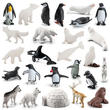 26pcs de Simulação de Animais do Ártico Modelo Criativo e Realista Figuras para Crianças Científico Cognitivo Brinquedos