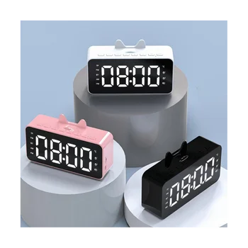 Multi-Função de Alarme do Rádio-Relógio de Mesa LCD Compatíveis com Bluetooth, a Reprodução de Música Digital com Alarme para Home Office Preto