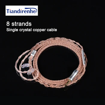 Tisndirenhe 8 fios QDC cabo dourado suave de um Único cristal de Fio de cobre Para KZ TRN KBEAR fone de ouvido com QDC fone de ouvido