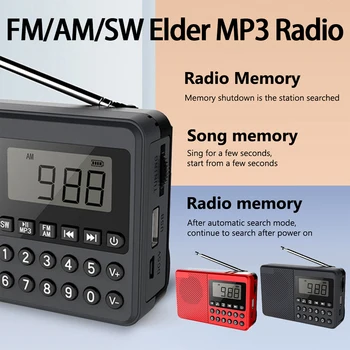 FM/AM/SW MP3 Player Dual Antena Banda Completa Receptor de Rádio alto-Falante LED Display Digital 2.1 Suporte a Canal de Stick USB/TF Cartão