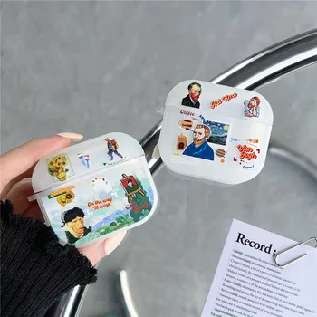 A marca de moda de Van Gogh Pintura a Óleo fone de ouvido Bluetooth case para apple Airpods Pro 1 2 3 Matte silício Fone de ouvido sem Fio Tampa