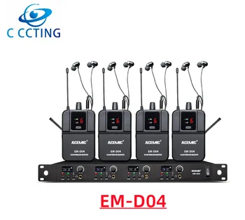 Para Acemic EM-D04 de quatro canais sem fios no ouvido o monitor de sistema do monitor da fase bodypack de microfone para palco de desempenho docente