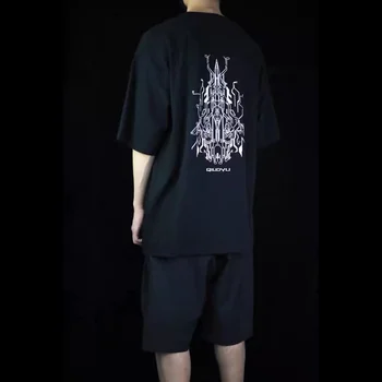 QIUDIU 21SS X04 t-shirt de Algodão mecha de impressão techwear estética streetwear punk