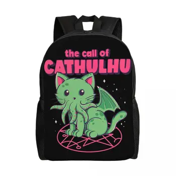 Personalizado O Call Of Cthulhu Mochilas Mulheres Homens Moda Bookbag para a Escola da Faculdade de Lovecraft Monstro Gato Sacos